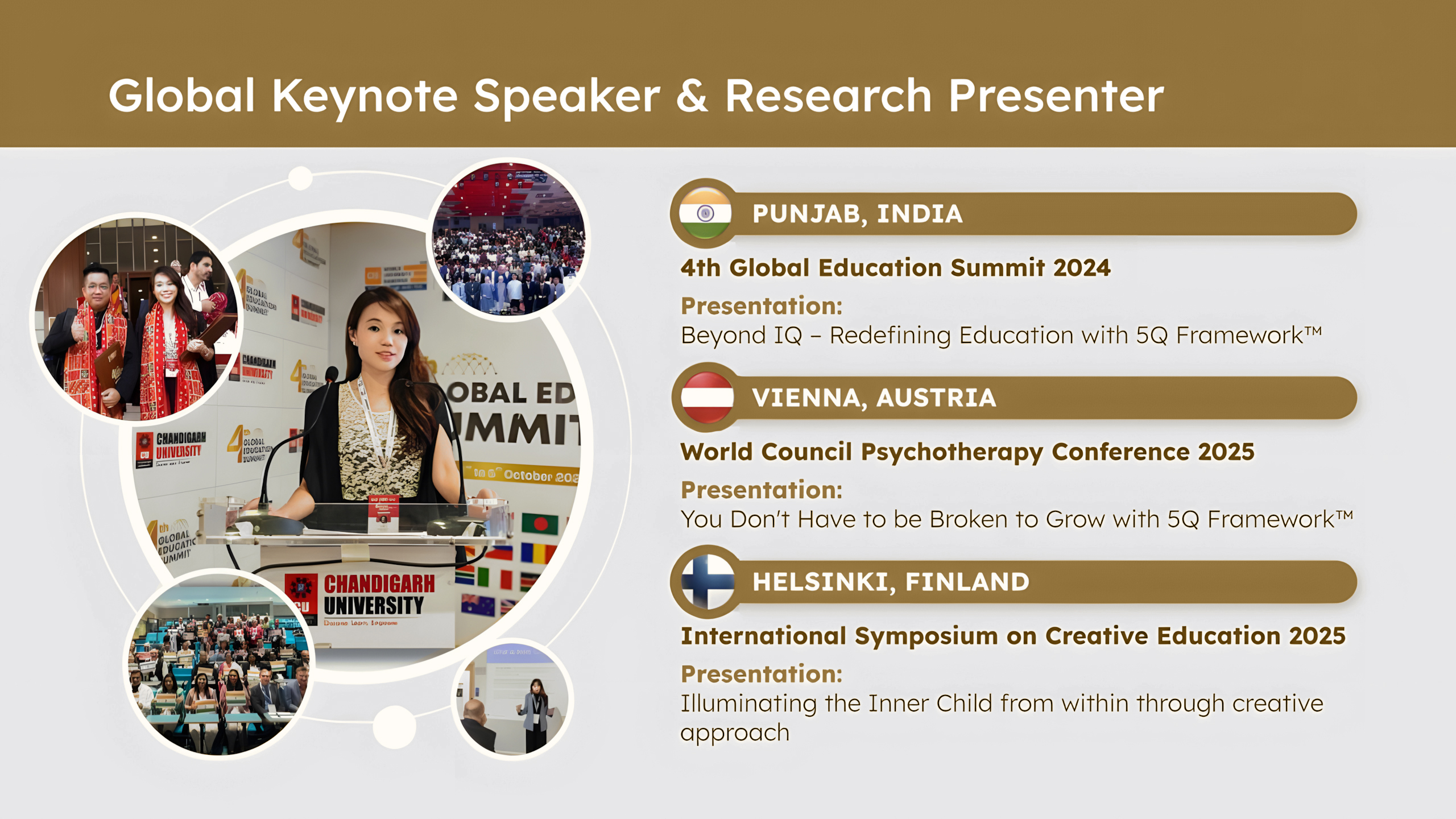 Dr. Elaine Loo on stage — bringing 5Q insights to global audiences