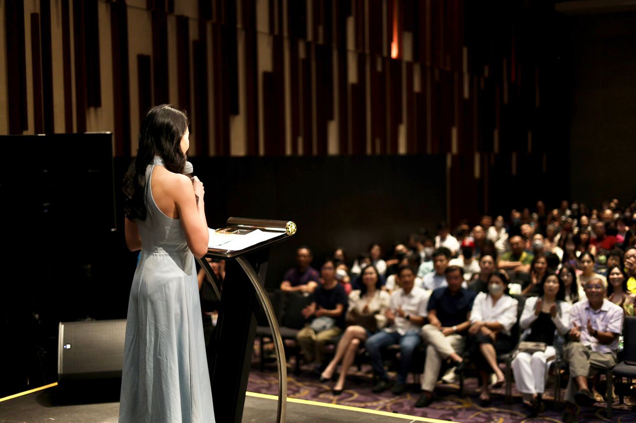Dr Elaine Loo at an international education forum